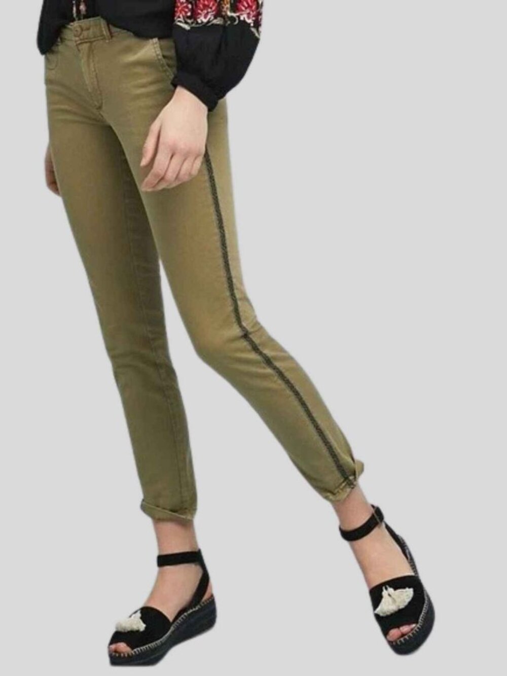 Chino by Anthropologie Striped Relaxed Trouser Pants Size 26P 39973
